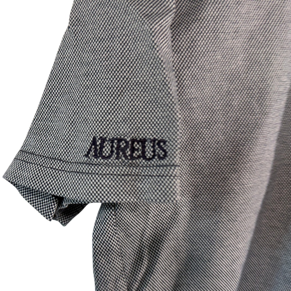Aureus Mens Egyptian Cotton Polo Shirt Large Navy White Houndstooth Golf Pocket - Picture 4 of 9